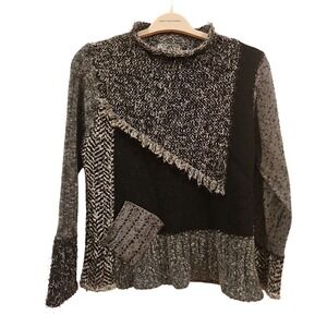 Vintage‎ Curio Anthropologie Mixed Media Silk Wool Sweater